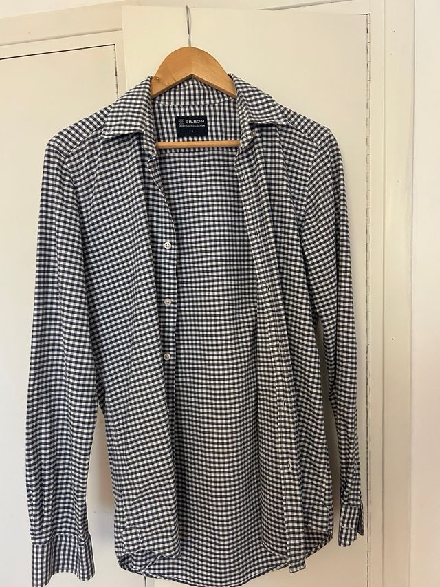 Camisa Silbon cuadros azul y blanco