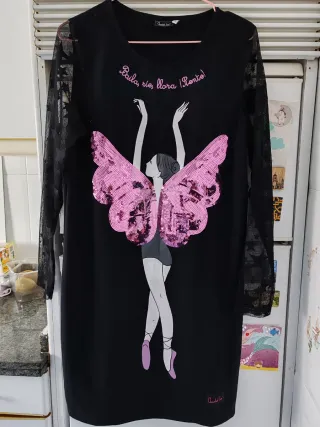 Vestido Anabel Lee Negro Bailarina Mariposas