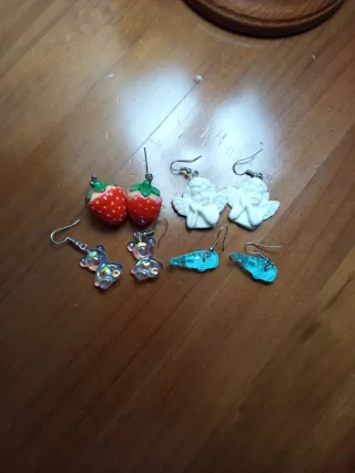 Pendientes divertidos fresa, ángel, oso, tiburón 