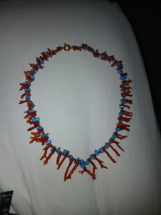 Collar Coral y Turquesa