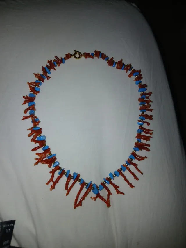 Collar Coral y Turquesa