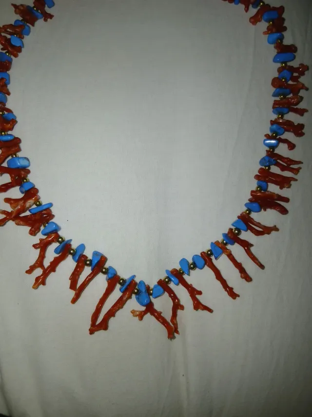 Collar Coral y Turquesa