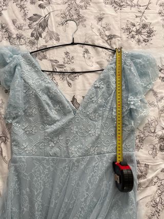 Vestido largo tul azul claro manga corta 38/40 