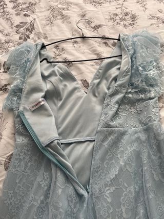 Vestido largo tul azul claro manga corta 38/40 