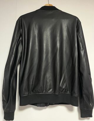 Chaqueta Zara Cuero Sintético Hombre Negra