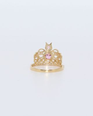 ANILLO CORONA CON CIRCONITAS ROSA 18K