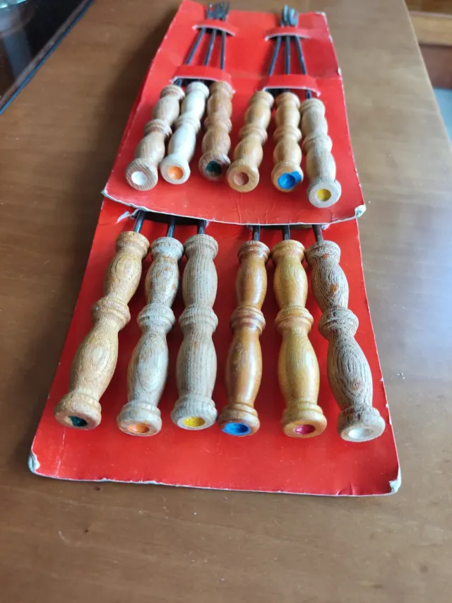 Set 12 Tenedores Fondue Madera y Metal