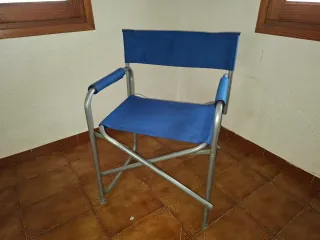 Silla Director Plegable Azul y Plata