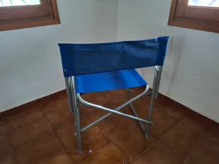 Silla Director Plegable Azul y Plata