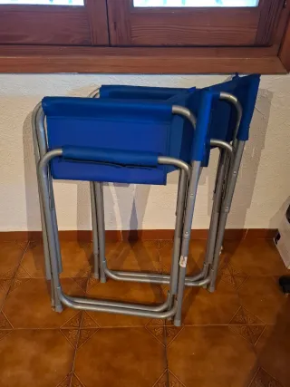 Silla Director Plegable Azul y Plata