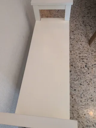 Banco zapatero madera y metal blanco