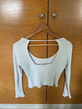 Top blanco manga larga