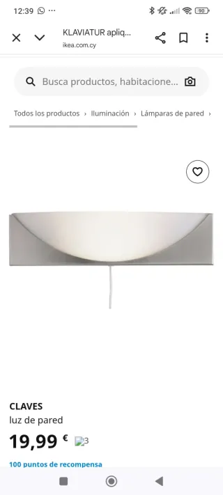 Lámpara de pared IKEA CLAVES