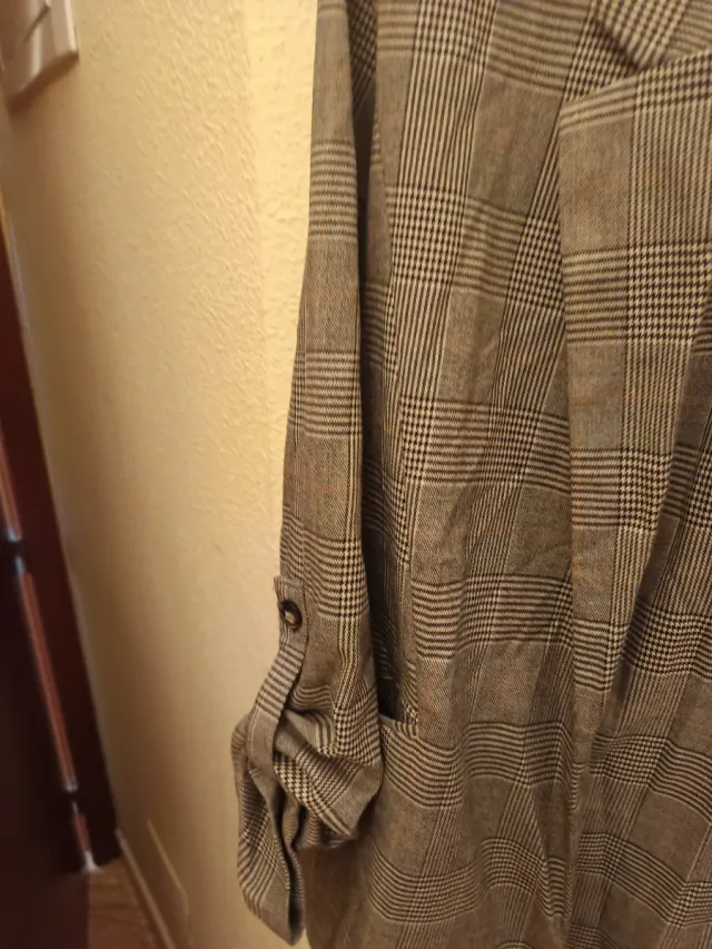Chaqueta Stradivarius cuadros gris Talla S