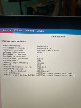 MacBook Pro Retina 2013 i7 Plata