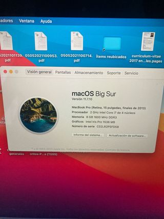 MacBook Pro Retina 2013 i7 Plata