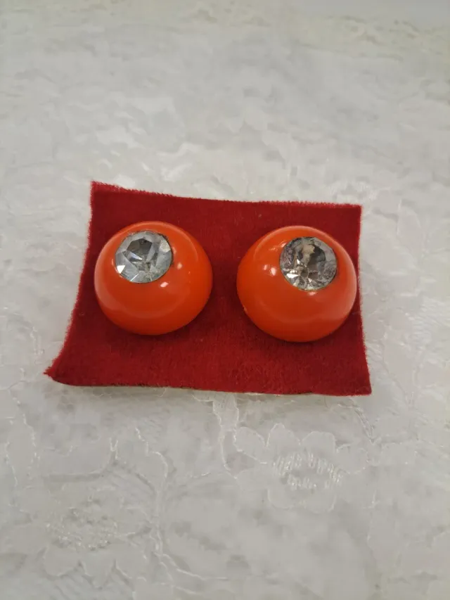 Pendientes Vintage Naranja con Brillante