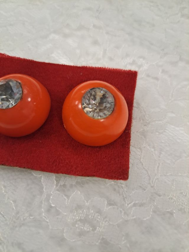 Pendientes Vintage Naranja con Brillante