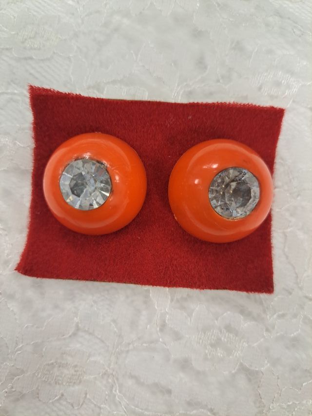 Pendientes Vintage Naranja con Brillante