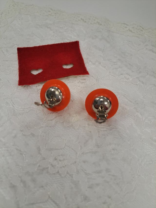 Pendientes Vintage Naranja con Brillante