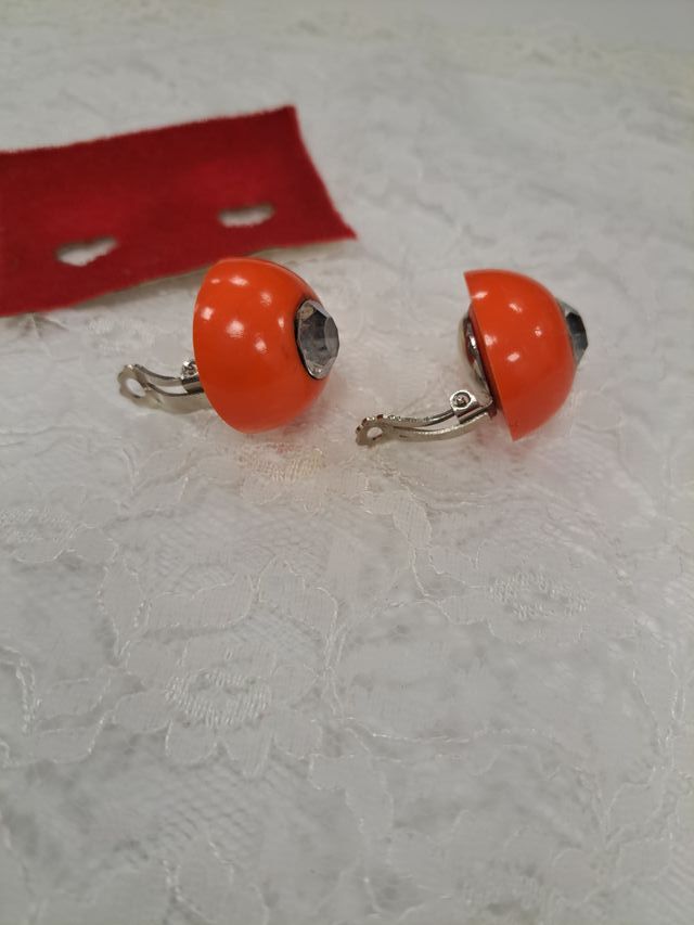 Pendientes Vintage Naranja con Brillante