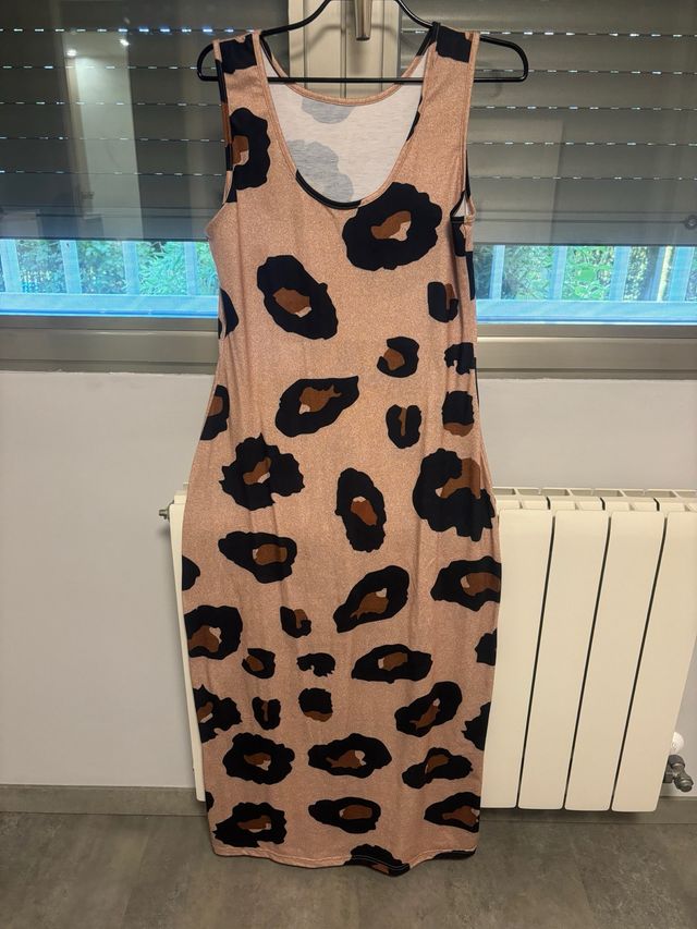 Vestido estampado leopardo beige y marrón