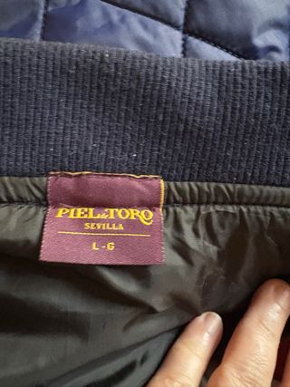 Chaqueta Bomber Piel de Toro Azul