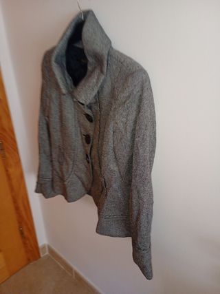 Chaqueta tweed gris y negra zara mujer