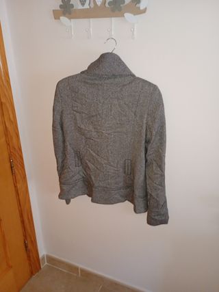 Chaqueta tweed gris y negra zara mujer