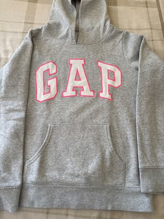 Sudadera Gap Gris con Logo Rosa