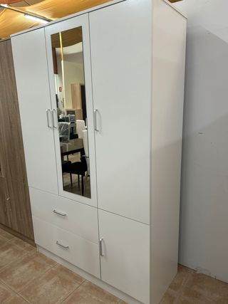 Armario Blanco 3 Puertas Con 3 Cajones - Nuevo