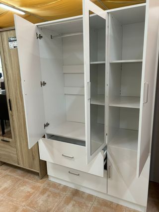Armario Blanco 3 Puertas Con 3 Cajones - Nuevo