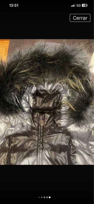 Plumas Max Mara Negro con Capucha y Pelo