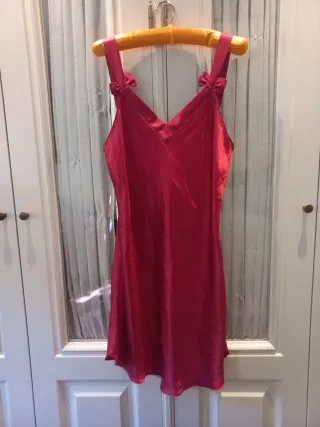 Camisón/Vestido Lencero Rojo con Lazos