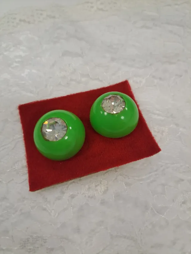 Pendientes vintage verdes con brillantes