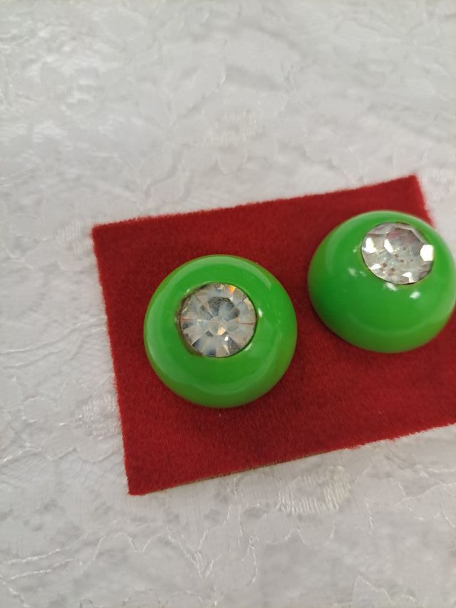 Pendientes vintage verdes con brillantes