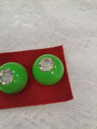 Pendientes vintage verdes con brillantes