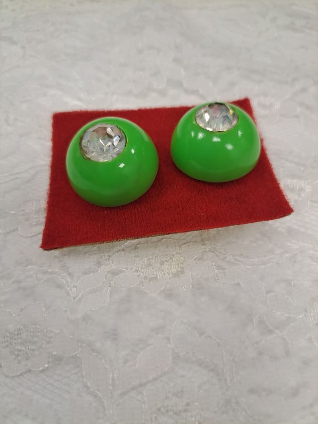 Pendientes vintage verdes con brillantes