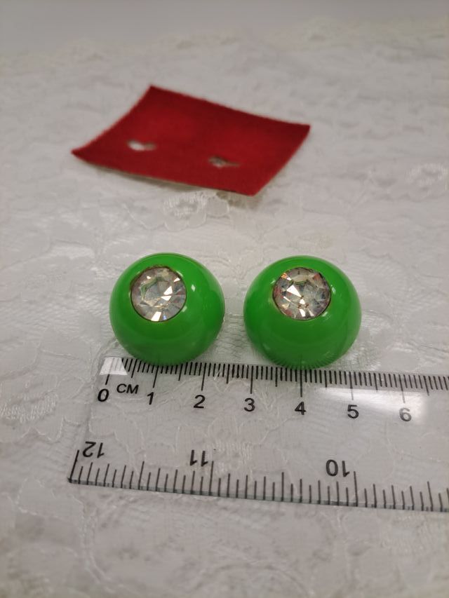 Pendientes vintage verdes con brillantes