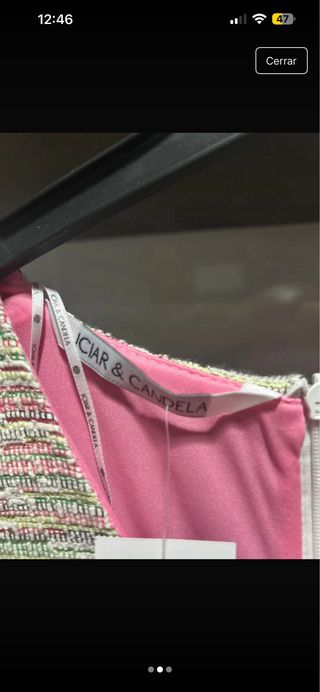 Vestido midi tejido tweed manga media