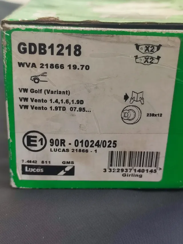 Pastillas Freno Lucas GDB1218 VW Golf Vento