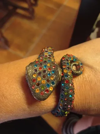 Pulsera Serpiente Multicolor y Plateada