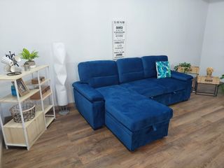 Sofá Cama Azul con Almacenamiento nuevo economico!