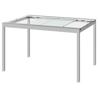 Mesa de cristal extensible plateada