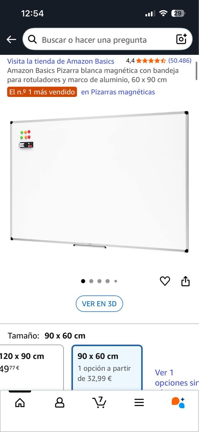 Pizarra Blanca Magnética Amazon Basics 60x90cm