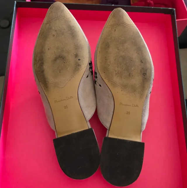 Mules Massimo Dutti Camurça e Pele 35