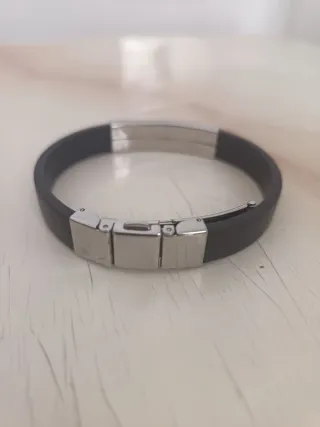 Bracciale uomo nero e argento