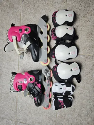 Patines Oxelo Niña Talla 32-34 Negro/Rosa