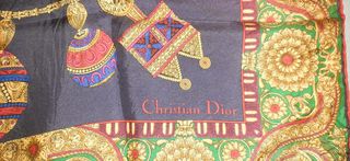 Pañuelo Seda 100% Christian Dior Azul y Dorado