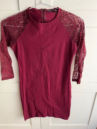 Vestido granate encaje talla S